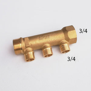 Collettore lineare da 3/4 - 18mm a 3 vie da 3/4 mf di ottone
