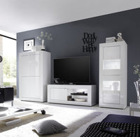 Mobile Vetrina a 2 ante bianco laccato Linea BASIC L 61 x H 162 x P 43 realizzato in legno 100% MADE IN ITALY, design moderno per cucina, sala da pranzo, soggiorno