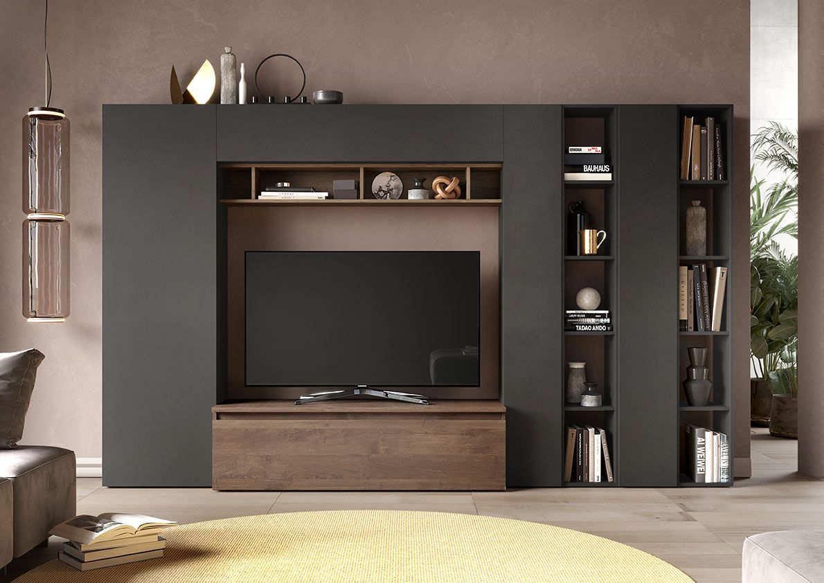 Conveniente composizione di design L.305 cm, colore Mercure e Lava ZLCINFNCOMPN36-1