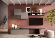 Economica Parete attrezzata di design, colore Ardesia e Piombo ZLCINFNCOMP15