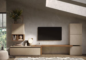 Parete attrezzata moderna L.322 colore Argilla e Mercure ZLCINFNCOMP18