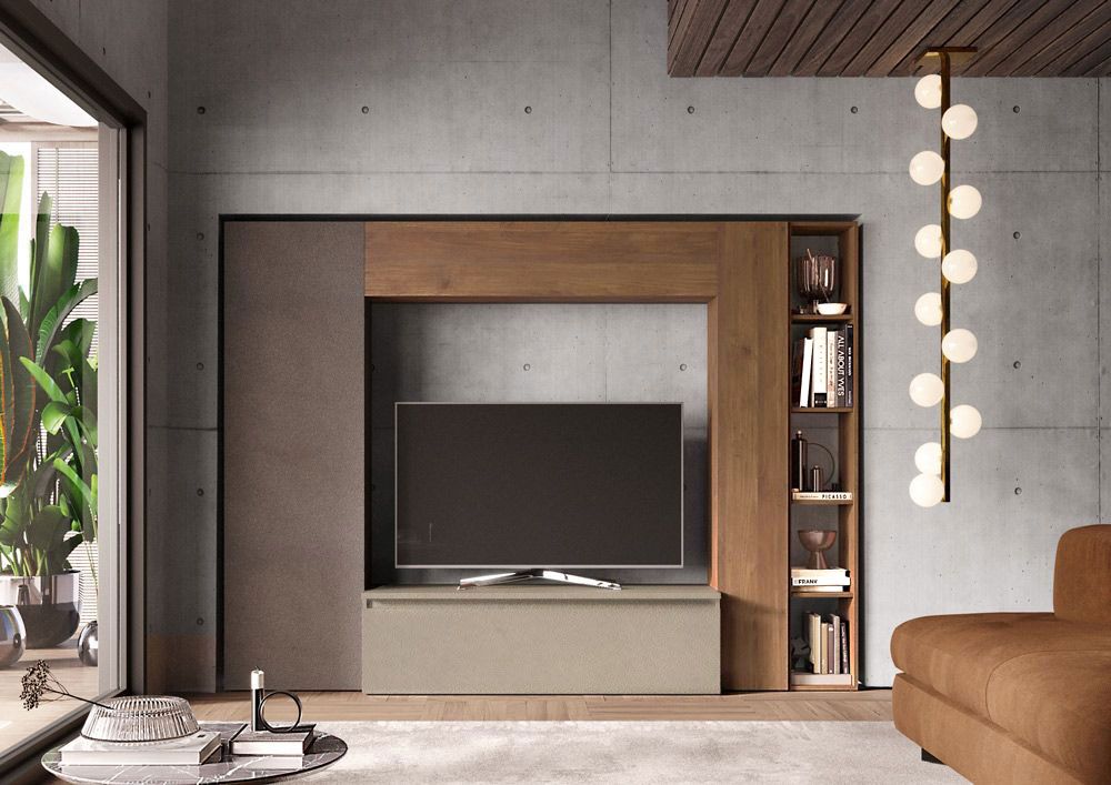 Parete attrezzata L.249 colori Bronzo, Argilla e Mercure, Made in Italy ZLCINFNCOMP9
