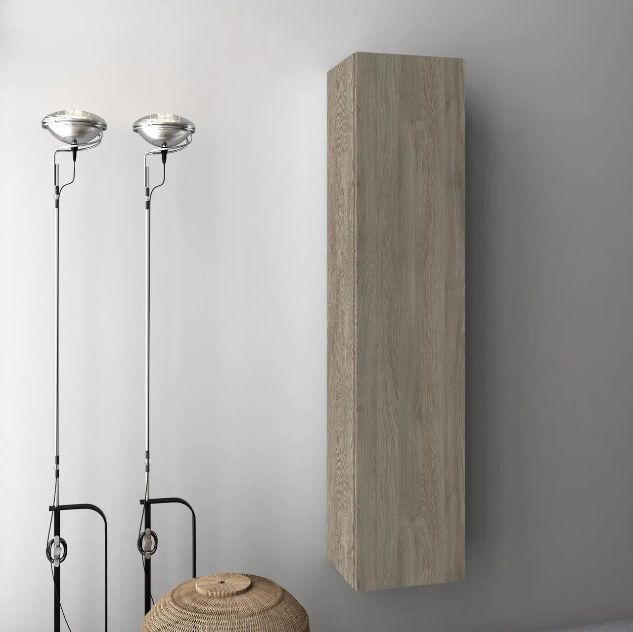 Pensile Colonna 35cm Sospesa Per Bagno - Rovere Cenere