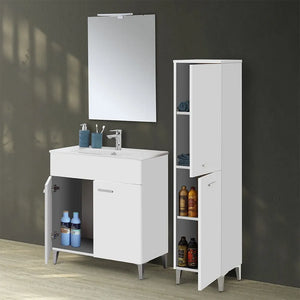 Colonna bagno a terra 150 H bianco con due ante  Martha