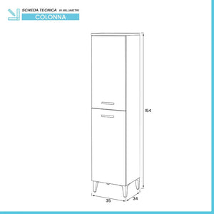 Colonna bagno a terra 150 H bianco con due ante  Martha