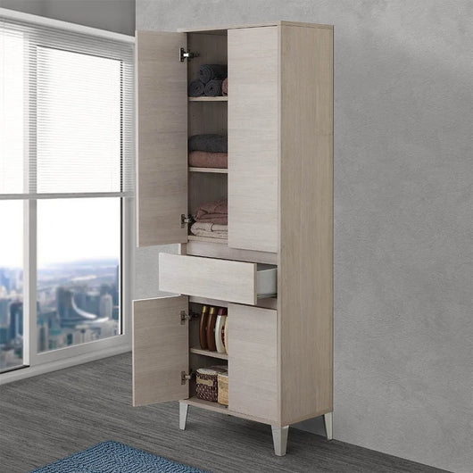 Colonna bagno da terra L. 60 cm Way rovere chiaro 4 ante e 1 cassetto