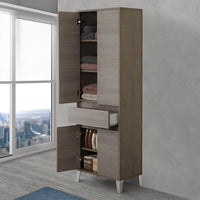 Colonna bagno da terra L. 60 cm Way rovere scuro 4 ante e 1 cassetto