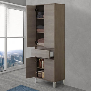 Colonna bagno da terra L. 60 cm Way rovere scuro 4 ante e 1 cassetto