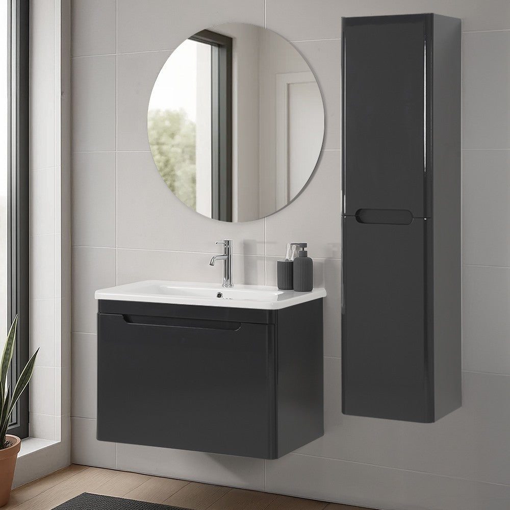 Colonna bagno sospesa 140 cm antracite lucido 2 ante soft-close Stillo