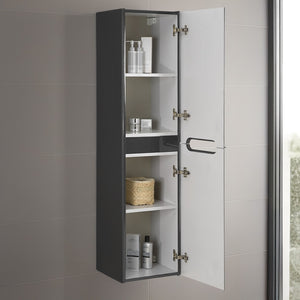 Colonna bagno sospesa 140 cm antracite lucido 2 ante soft-close Stillo