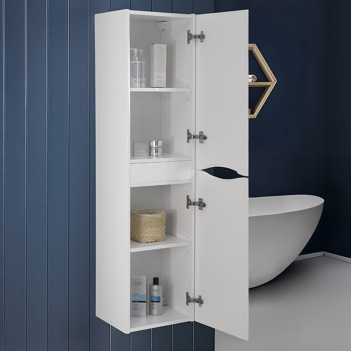 Colonna bagno sospesa 140 cm bianco 2 ante reversibili Zen