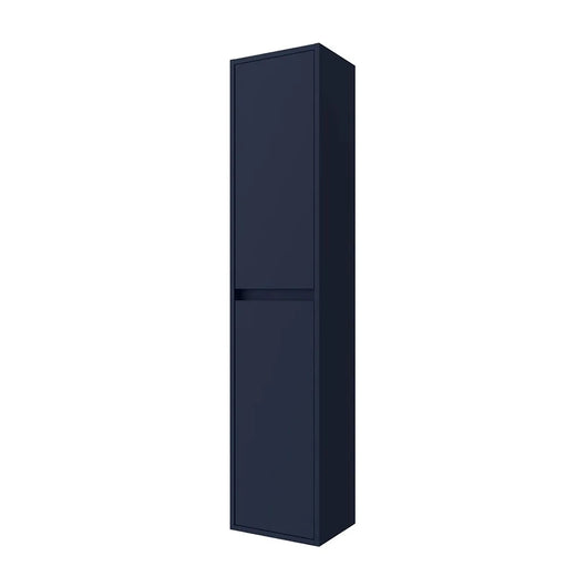 Colonna bagno sospesa 140 cm blu satinato ripiani regolabili Gaya