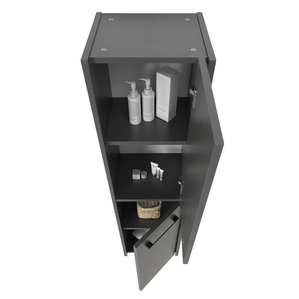 Colonna bagno sospesa 140 cm grigio effetto legno 2 ante soft-close Sofia