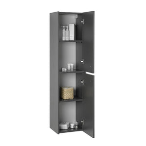 Colonna bagno sospesa 140 cm grigio effetto legno 2 ante soft-close Sofia