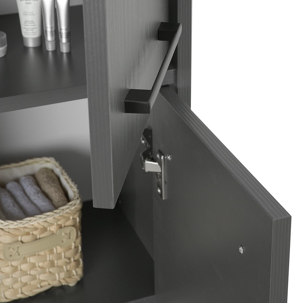 Colonna bagno sospesa 140 cm grigio effetto legno 2 ante soft-close Sofia