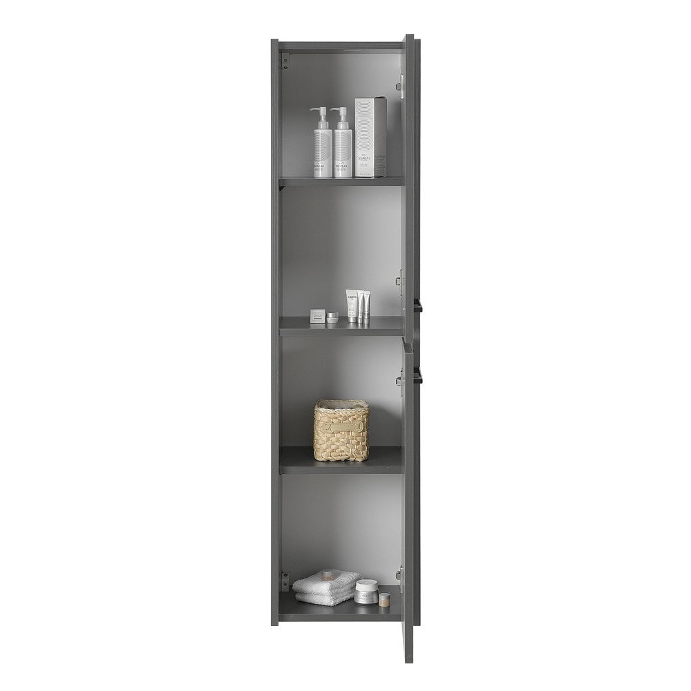 Colonna bagno sospesa 140 cm grigio effetto legno 2 ante soft-close Sofia
