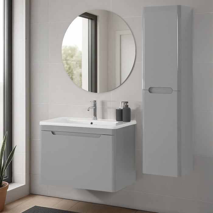 Colonna bagno sospesa 140 cm grigio lucido 2 ante soft-close Stillo