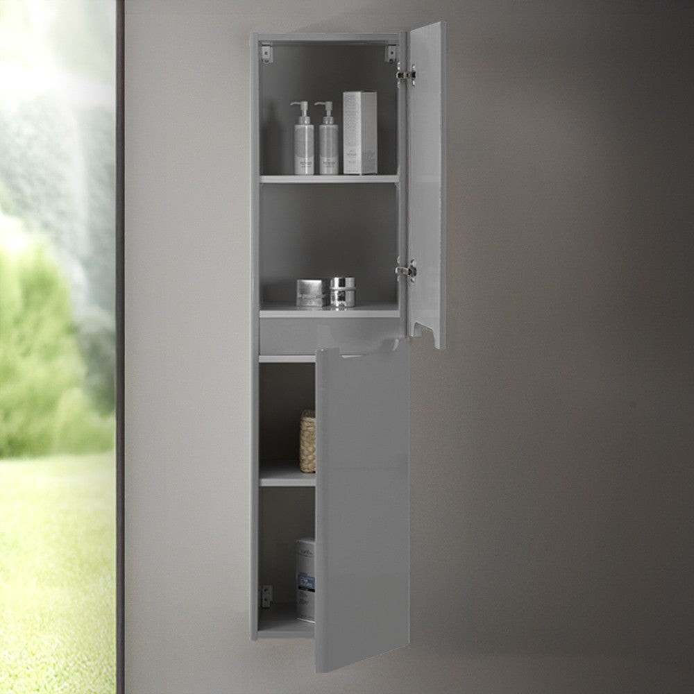 Colonna bagno sospesa 140 cm grigio lucido 2 ante soft-close Stillo