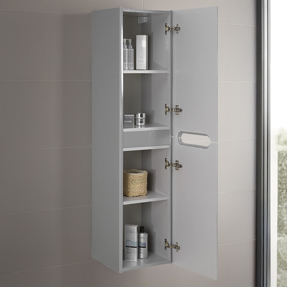 Colonna bagno sospesa 140 cm grigio lucido 2 ante soft-close Stillo