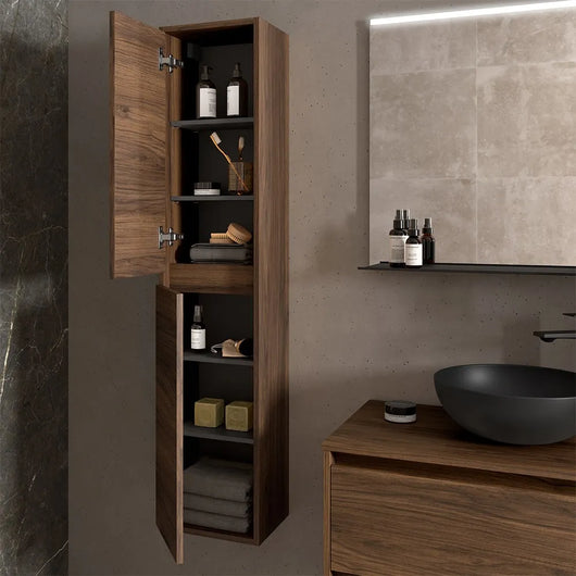 Colonna bagno sospesa 140 cm noce maya ripiani regolabili Gaya