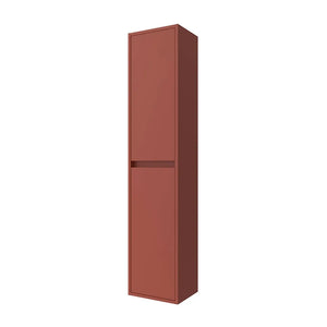 Colonna bagno sospesa 140 cm rosso satinato ripiani regolabili Gaya