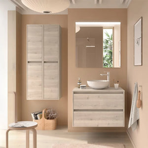Colonna bagno sospesa 140 cm rovere bali ripiani regolabili Gaya