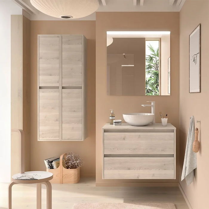 Colonna bagno sospesa 140 cm rovere bali ripiani regolabili Gaya