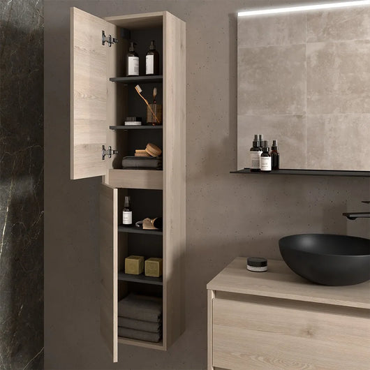 Colonna bagno sospesa 140 cm rovere bali ripiani regolabili Gaya