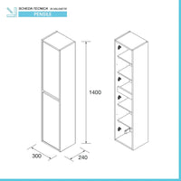 Colonna bagno sospesa 140 cm rovere bali ripiani regolabili Gaya