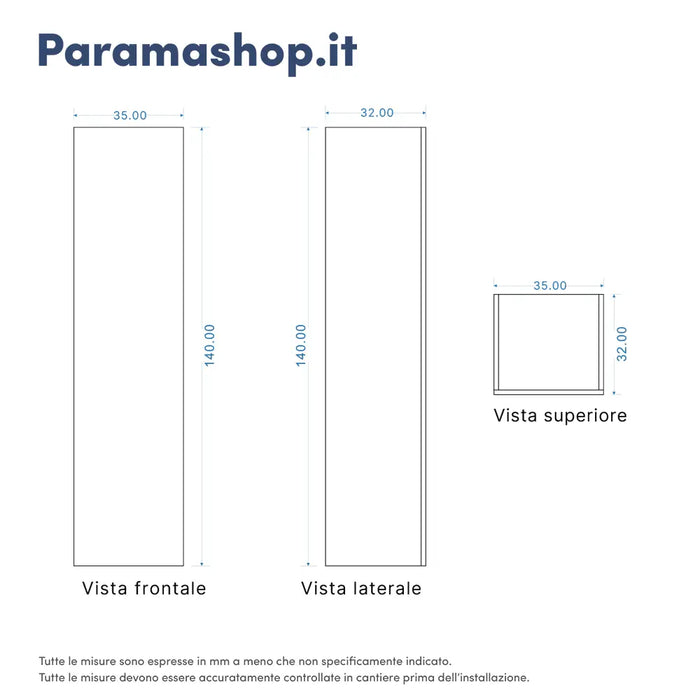 Colonna bagno sospesa altezza 140 cm rovere chiaro reversibile | Yili