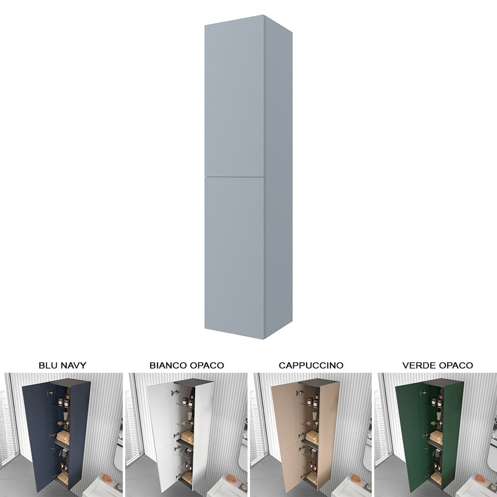 Colonna bagno sospesa 160 cm Melody azzurro polvere con ante reversibili