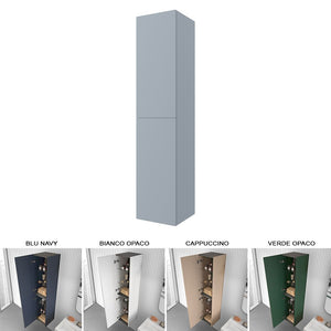 Colonna bagno sospesa 160 cm Melody azzurro polvere con ante reversibili