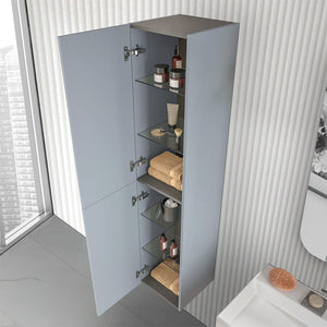 Colonna bagno sospesa 160 cm Melody azzurro polvere con ante reversibili