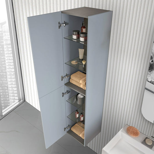 Colonna bagno sospesa 160 cm Melody azzurro polvere con ante reversibili
