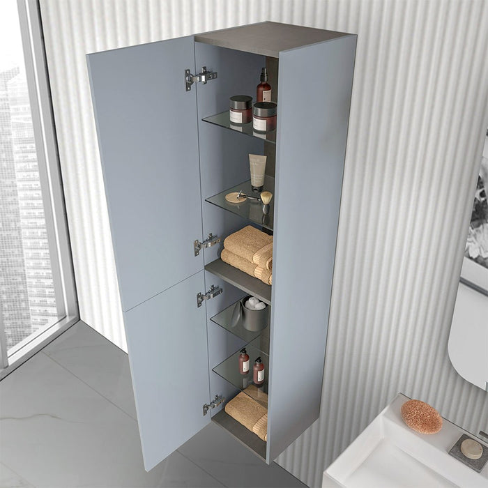Colonna bagno sospesa 160 cm Melody azzurro polvere con ante reversibili