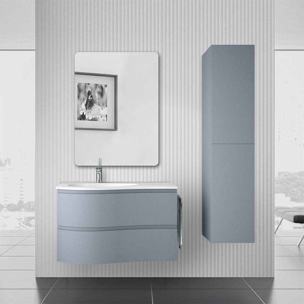 Colonna bagno sospesa 160 cm Melody azzurro polvere con ante reversibili
