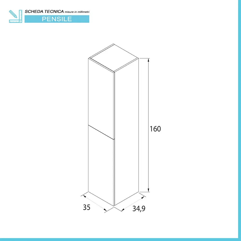 Colonna bagno sospesa 160 cm Melody bianco opaco con ante reversibili