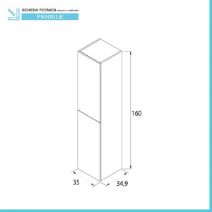 Colonna bagno sospesa 160 cm Melody bianco opaco con ante reversibili