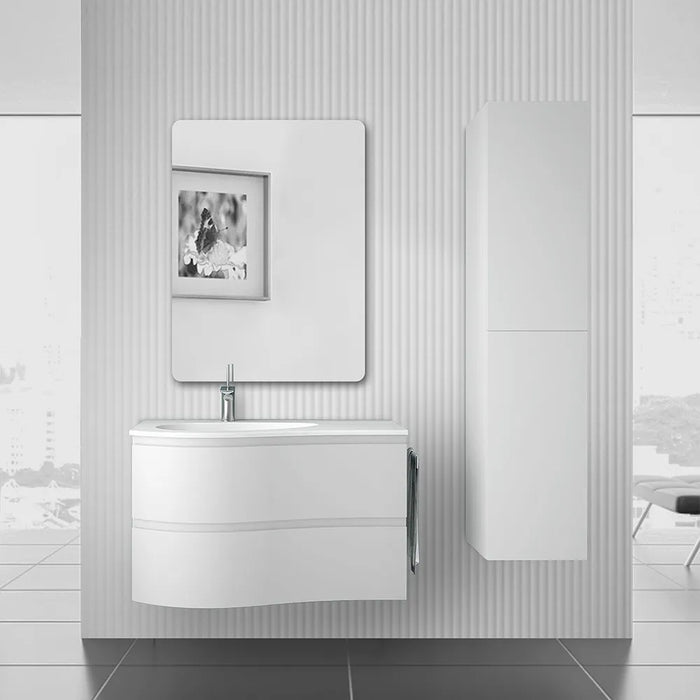 Colonna bagno sospesa 160 cm Melody bianco opaco con ante reversibili