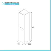 Colonna bagno sospesa 160 cm Melody blu navy con ante reversibili