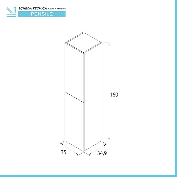 Colonna bagno sospesa 160 cm Melody blu navy con ante reversibili