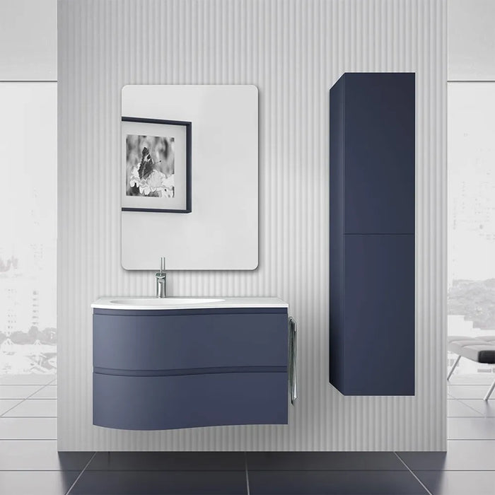 Colonna bagno sospesa 160 cm Melody blu navy con ante reversibili