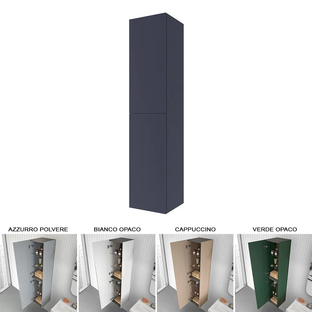 Colonna bagno sospesa 160 cm Melody blu navy con ante reversibili