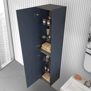 Colonna bagno sospesa 160 cm Melody blu navy con ante reversibili