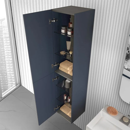 Colonna bagno sospesa 160 cm Melody blu navy con ante reversibili