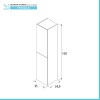 Colonna bagno sospesa 160 cm Melody verde bosco con ante reversibili