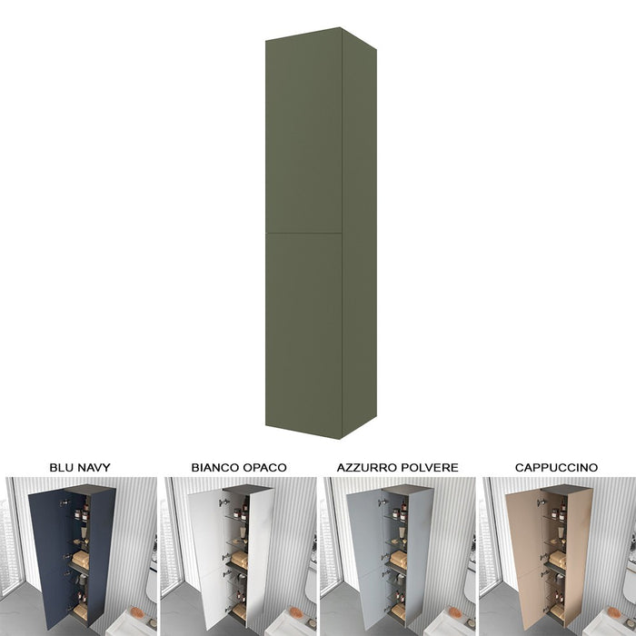 Colonna bagno sospesa 160 cm Melody verde bosco con ante reversibili