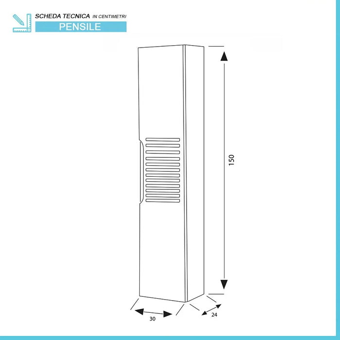 Colonna bagno sospesa 30x150 cm noce canaletto Ravello