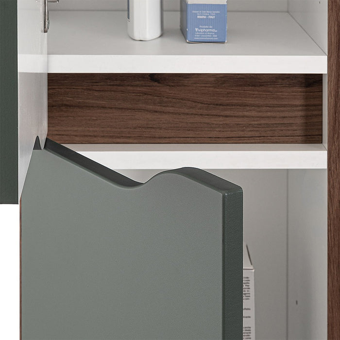 Colonna bagno sospesa 30x150 verde Maiori/Minori con ripiani interni