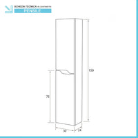 Colonna bagno sospesa 30x150 verde Maiori/Minori con ripiani interni
